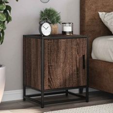 Tables de chevet 2 pcs chêne marron bois d'ingénierie et métal