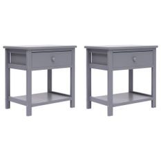 Tables de chevet 2 pcs Gris 40x29x42 cm Bois de Paulownia