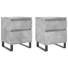 Tables de chevet 2 pcs gris béton 40x35x50 cm bois d’ingénierie