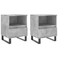 Tables de chevet 2 pcs gris béton 40x35x50 cm bois d’ingénierie