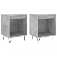 Tables de chevet 2 pcs gris béton 40x35x50 cm bois d’ingénierie