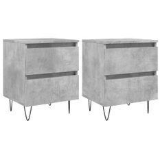 Tables de chevet 2 pcs gris béton 40x35x50 cm bois d’ingénierie