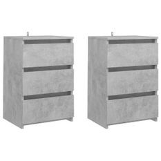 Tables de chevet 2 pcs Gris béton 40x35x62,5 cm