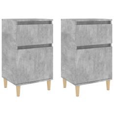 Tables de chevet 2 pcs gris béton 40x35x70 cm