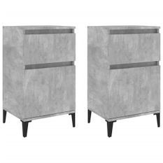 Tables de chevet 2 pcs gris béton 40x35x70 cm