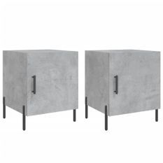 Tables de chevet 2 pcs gris béton 40x40x50 cm bois d’ingénierie