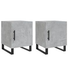 Tables de chevet 2 pcs gris béton 40x40x50 cm bois d’ingénierie