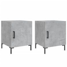 Tables de chevet 2 pcs gris béton 40x40x50 cm bois d’ingénierie