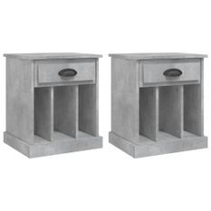 Tables de chevet 2 pcs gris béton 43x36x50 cm