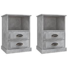 Tables de chevet 2 pcs gris béton 43x36x60 cm