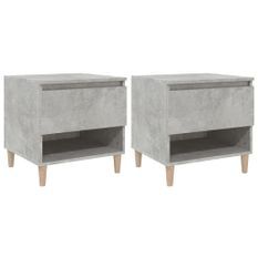 Tables de chevet 2 pcs Gris béton 50x46x50 cm Bois d’ingénierie