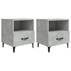 Tables de chevet 2 pcs Gris béton Bois d'ingénierie