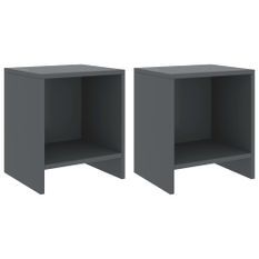 Tables de chevet 2 pcs Gris foncé 35x30x40cm Bois de pin massif 2