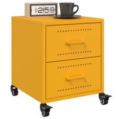 Tables de chevet 2 pcs jaune moutarde 36x39x43,5 cm acier