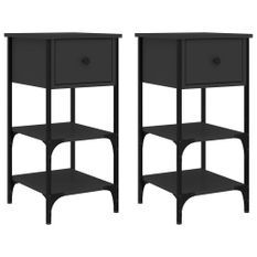 Tables de chevet 2 pcs noir 34x36x70 cm bois d’ingénierie