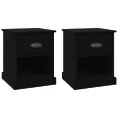 Tables de chevet 2 pcs noir 39x39x47,5 cm bois d'ingénierie