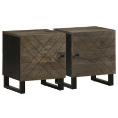 Tables de chevet 2 pcs noir 40x33x46 cm bois de manguier solide