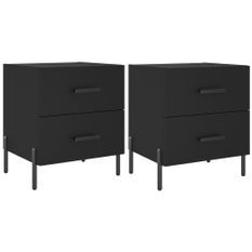 Tables de chevet 2 pcs noir 40x35x47,5 cm bois d’ingénierie