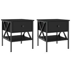 Tables de chevet 2 pcs noir 40x42x45 cm bois d’ingénierie