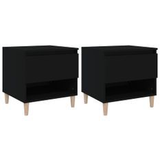 Tables de chevet 2 pcs Noir 50x46x50 cm Bois d’ingénierie