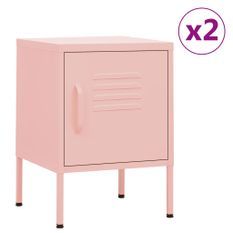 Tables de chevet 2 pcs Rose 35x35x51 cm Acier