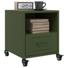 Tables de chevet 2 pcs vert olive 36x39x43,5 cm acier