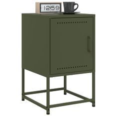 Tables de chevet 2 pcs vert olive 36x39x60,5 cm acier