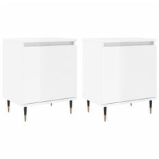 Tables de chevet 2pcs blanc brillant 40x30x50cm bois ingénierie