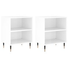 Tables de chevet 2pcs blanc brillant 40x30x50cm bois ingénierie