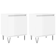 Tables de chevet 2pcs blanc brillant 40x30x50cm bois ingénierie