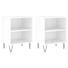 Tables de chevet 2pcs blanc brillant 40x30x50cm bois ingénierie