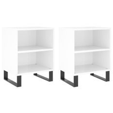 Tables de chevet 2pcs blanc brillant 40x30x50cm bois ingénierie