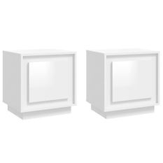 Tables de chevet 2pcs blanc brillant 44x35x45cm bois ingénierie