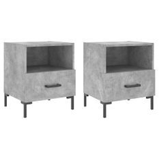 Tables de chevet 2pcs gris béton 40x35x47,5cm bois d’ingénierie