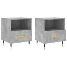 Tables de chevet 2pcs gris béton 40x35x47,5cm bois d’ingénierie