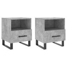 Tables de chevet 2pcs gris béton 40x35x47,5cm bois d’ingénierie