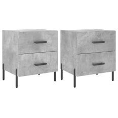 Tables de chevet 2pcs gris béton 40x35x47,5cm bois d’ingénierie