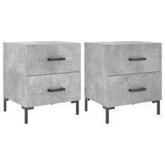 Tables de chevet 2pcs gris béton 40x35x47,5cm bois d’ingénierie