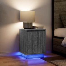Tables de chevet avec lumières LED 2 pcs sonoma gris 38x34x50cm