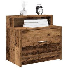 Tables de chevet avec tiroir 2 pcs vieux bois 51x31x47 cm