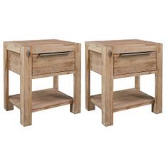 Tables de chevet avec tiroirs 2 pcs 40x30x48 cm Bois d'acacia