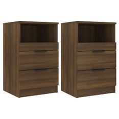 Tables de chevet Chêne marron Bois Kozak - Lot de 2