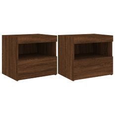 Tables de chevet et lumières LED 2 pcs chêne marron 50x40x45 cm