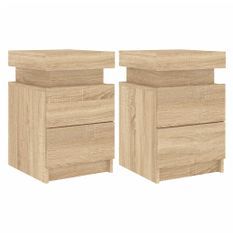 Tables de chevet et lumières LED 2 pcs chêne sonoma 35x39x55 cm