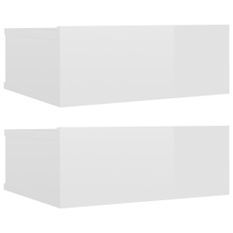 Tables de chevet flottantes 2 pcs Blanc brillant 40x30x15 cm