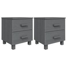 Tables de chevet HAMAR 2pcs Gris foncé 40x35x44,5cm Bois massif