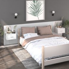Tables de chevet murales 2 pcs Blanc