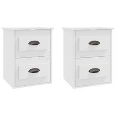 Tables de chevet murales 2 pcs blanc 41,5x36x53 cm