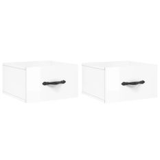 Tables de chevet murales 2 pcs blanc brillant 35x35x20 cm