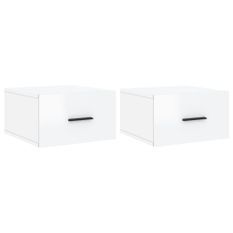 Tables de chevet murales 2 pcs blanc brillant 35x35x20 cm